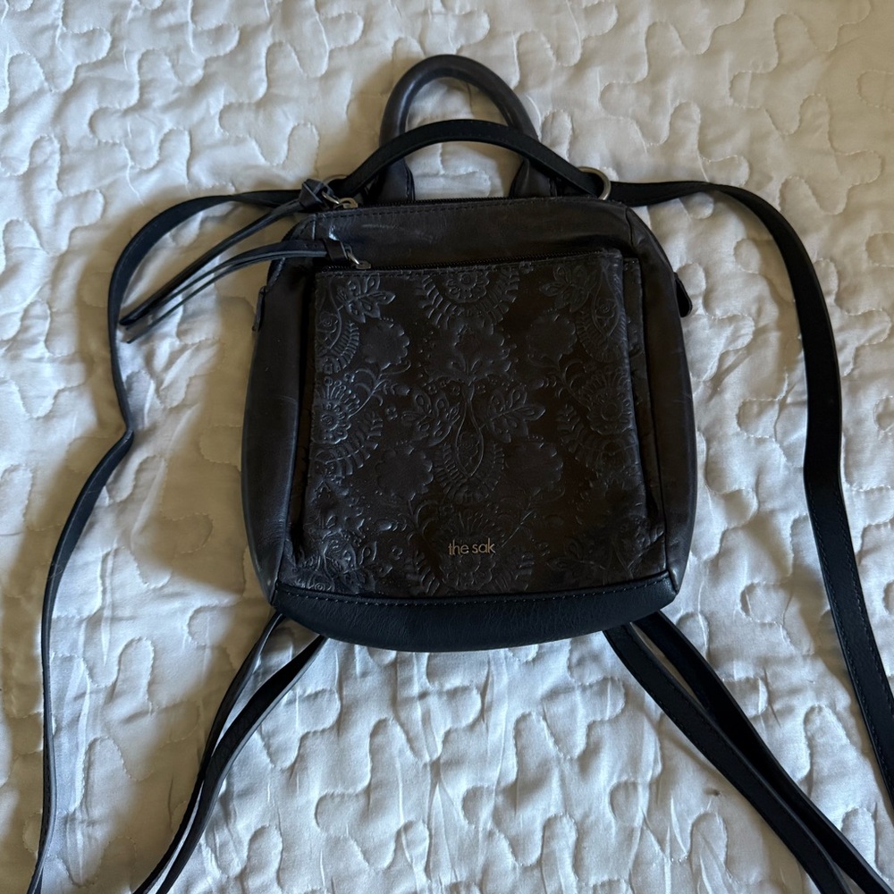 The Sak Black extra small leather  Embossed Women's Bag/backpack